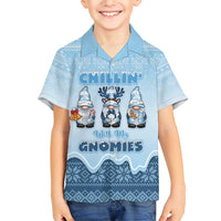 Chillin With My Gnomies Family Matching Short Sleeve Bodycon Dress and Hawaiian Shirt Merry Christmas - Wonder Print Shop