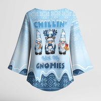 Chillin With My Gnomies Kimono Sleeve Blouse Merry Christmas - Wonder Print Shop