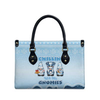 Chillin With My Gnomies Leather Bag Merry Christmas - Wonder Print Shop