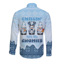 Chillin With My Gnomies Long Sleeve Button Shirt Merry Christmas - Wonder Print Shop