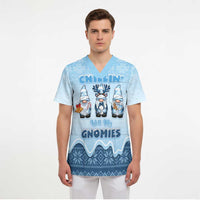 Chillin With My Gnomies Scrub Top Merry Christmas - Wonder Print Shop