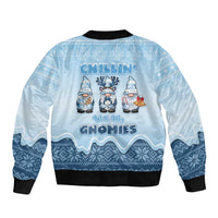 Chillin With My Gnomies Sleeve Zip Bomber Jacket Merry Christmas - Wonder Print Shop