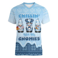 Chillin With My Gnomies Women V-Neck T-Shirt Merry Christmas - Wonder Print Shop