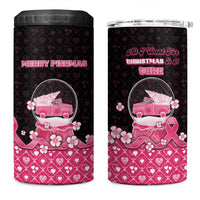 Breast Cancer Christmas 4 in 1 Can Cooler Tumbler Merry Pinkmas - Wonder Print Shop