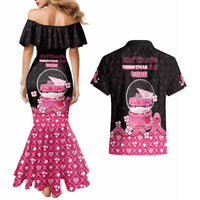 Breast Cancer Christmas Couples Matching Mermaid Dress and Hawaiian Shirt Merry Pinkmas - Wonder Print Shop