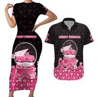 Breast Cancer Christmas Couples Matching Short Sleeve Bodycon Dress and Hawaiian Shirt Merry Pinkmas - Wonder Print Shop