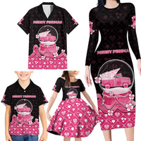 Breast Cancer Christmas Family Matching Long Sleeve Bodycon Dress and Hawaiian Shirt Merry Pinkmas - Wonder Print Shop
