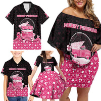 Breast Cancer Christmas Family Matching Off Shoulder Short Dress and Hawaiian Shirt Merry Pinkmas - Wonder Print Shop