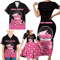 Breast Cancer Christmas Family Matching Short Sleeve Bodycon Dress and Hawaiian Shirt Merry Pinkmas - Wonder Print Shop