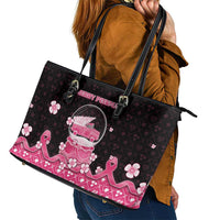 Breast Cancer Christmas Leather Tote Bag Merry Pinkmas - Wonder Print Shop