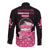 Breast Cancer Christmas Long Sleeve Button Shirt Merry Pinkmas - Wonder Print Shop
