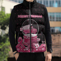 Breast Cancer Christmas Sleeveless Puffer Jacket Merry Pinkmas - Wonder Print Shop