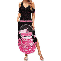 Breast Cancer Christmas Summer Maxi Dress Merry Pinkmas - Wonder Print Shop