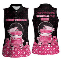 Breast Cancer Christmas Women Sleeveless Polo Shirt Merry Pinkmas - Wonder Print Shop
