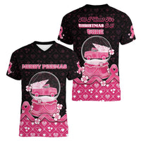 Breast Cancer Christmas Women V-Neck T-Shirt Merry Pinkmas - Wonder Print Shop