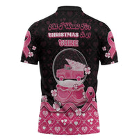 Breast Cancer Christmas Zipper Polo Shirt Merry Pinkmas - Wonder Print Shop