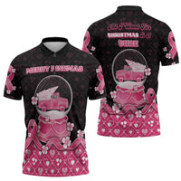 Breast Cancer Christmas Zipper Polo Shirt Merry Pinkmas - Wonder Print Shop