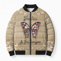 Butterfly Christmas Bomber Puffer Jacket Freedom Is For Everyone - Wonder Print Shop