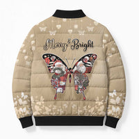Butterfly Christmas Bomber Puffer Jacket Freedom Is For Everyone - Wonder Print Shop