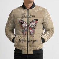 Butterfly Christmas Bomber Puffer Jacket Freedom Is For Everyone - Wonder Print Shop