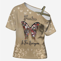 Butterfly Christmas Cross Shoulder Shirt Freedom Is For Everyone - Wonder Print Shop