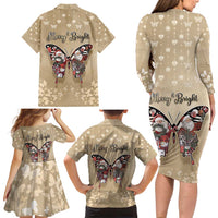 Butterfly Christmas Family Matching Long Sleeve Bodycon Dress and Hawaiian Shirt Freedom Is For Everyone - Wonder Print Shop