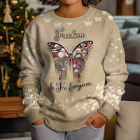 Butterfly Christmas Kid Ugly Christmas Sweater Freedom Is For Everyone - Wonder Print Shop