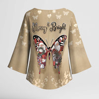 Butterfly Christmas Kimono Sleeve Blouse Freedom Is For Everyone - Wonder Print Shop
