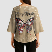 Butterfly Christmas Kimono Sleeve Blouse Freedom Is For Everyone - Wonder Print Shop