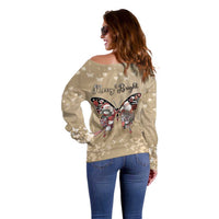 Butterfly Christmas Off Shoulder Sweater Freedom Is For Everyone - Wonder Print Shop