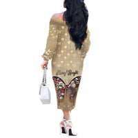 Butterfly Christmas Off The Shoulder Long Sleeve Dress Freedom Is For Everyone - Wonder Print Shop