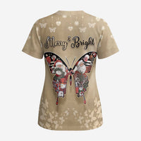 Butterfly Christmas Scrub Top Freedom Is For Everyone - Wonder Print Shop