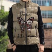Butterfly Christmas Sleeveless Puffer Jacket Freedom Is For Everyone - Wonder Print Shop