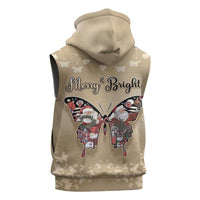 Butterfly Christmas Sleeveless Zip Hoodie Freedom Is For Everyone - Wonder Print Shop