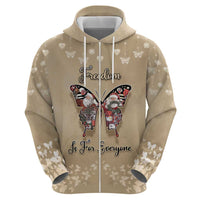 Butterfly Christmas Zip Hoodie Freedom Is For Everyone - Wonder Print Shop