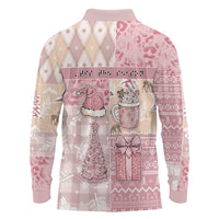 Braille Christmas Long Sleeve Polo Shirt Tis The Season Patchwork Style - Wonder Print Shop