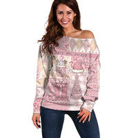 Braille Christmas Off Shoulder Sweater Tis The Season Patchwork Style - Wonder Print Shop