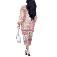 Braille Christmas Off The Shoulder Long Sleeve Dress Tis The Season Patchwork Style - Wonder Print Shop