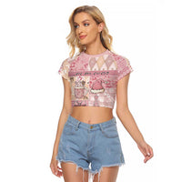 Braille Christmas Raglan Cropped T Shirt Tis The Season Patchwork Style - Wonder Print Shop
