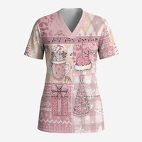 Braille Christmas Scrub Top Tis The Season Patchwork Style - Wonder Print Shop