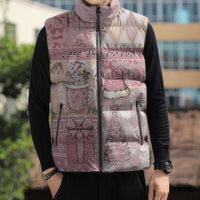 Braille Christmas Sleeveless Puffer Jacket Tis The Season Patchwork Style - Wonder Print Shop