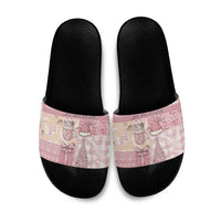 Braille Christmas Slide Sandals Tis The Season Patchwork Style - Wonder Print Shop