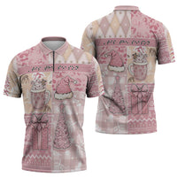 Braille Christmas Zipper Polo Shirt Tis The Season Patchwork Style - Wonder Print Shop