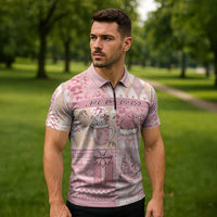 Braille Christmas Zipper Polo Shirt Tis The Season Patchwork Style - Wonder Print Shop