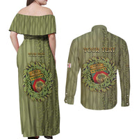Personalized Italy Apulia Couples Matching Off Shoulder Maxi Dress and Long Sleeve Button Shirt Olive Garden Classic Style