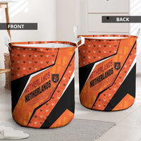 Netherlands Football Laundry Basket Dynamic Diagonal Stripe With Tulip Floral Patterns