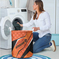 Netherlands Football Laundry Basket Dynamic Diagonal Stripe With Tulip Floral Patterns