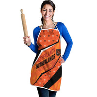 Netherlands Football Apron Dynamic Diagonal Stripe With Tulip Floral Patterns