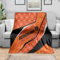 Netherlands Football Blanket Dynamic Diagonal Stripe With Tulip Floral Patterns