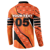 Custom Netherlands Football Button Sweatshirt Dynamic Diagonal Stripe With Tulip Floral Patterns